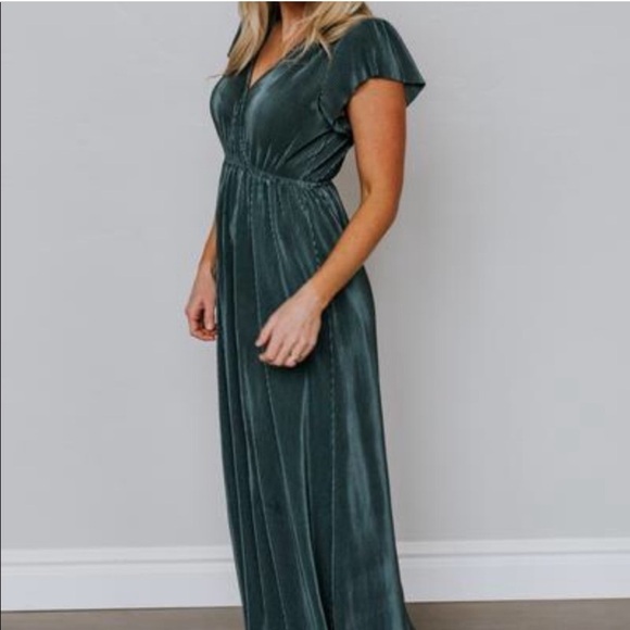 Baltic Born Athena Pleated Maxi Dress Teal Blue Green Size XS - Picture 2 of 9